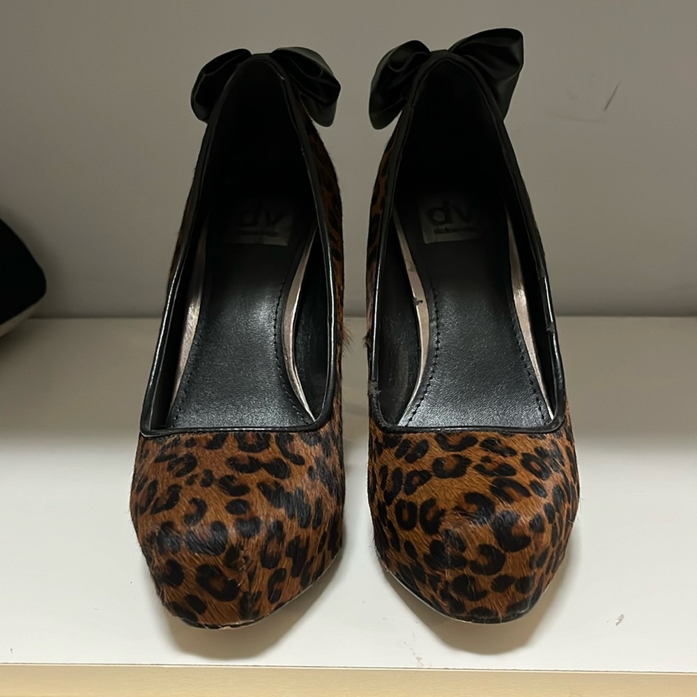 Dolce Vita leopard heels with leather bow detail